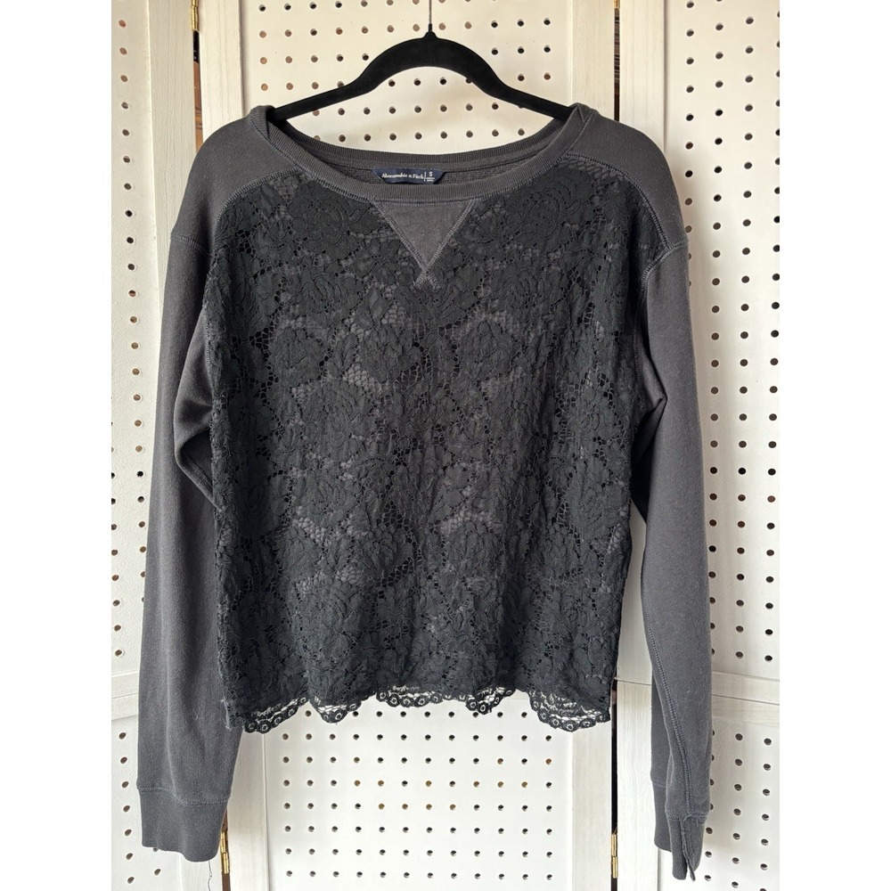 Abercrombie & Fitch Sweatshirt • Women's Small - Pullover Lace‎ Front Black